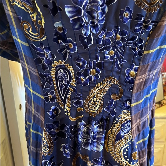 Aratta Silent JourneyPlaid Tunic Shirt dress . Sheer embroidered back Lg - Picture 9 of 14